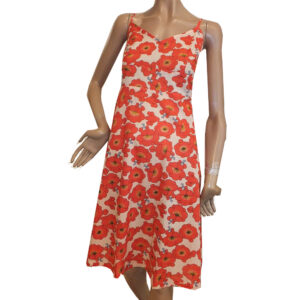 9120KK3 Sommerkleid Blumen hellrot Gr 34, 36 u 38