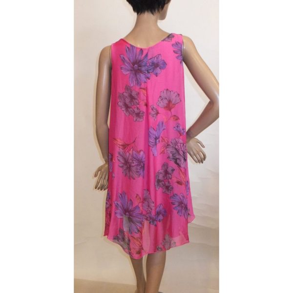 9179CK3 Sommer Seidenkleid Blumen one size