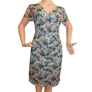 9204SK3 Swing Kleid grün-bunt Gr 40 u 48