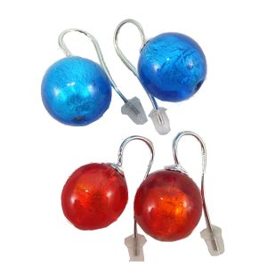 9230EO3 Glasperlen Ohrhänger rot u blau