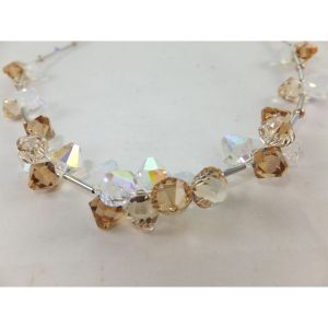 9234PH3 Halskette hellbraun-klar mit hochwertigen Glaskristallen