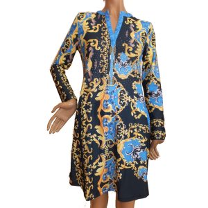 9240MK3 Missy Kleid blau-gelb-schwarz Gr 36