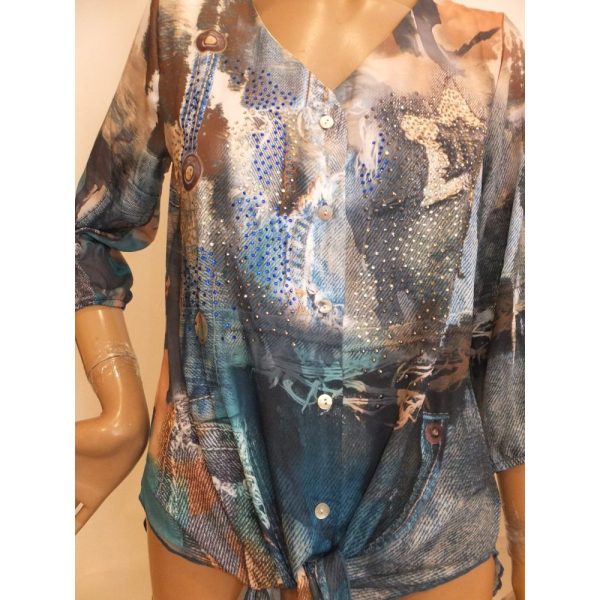 9268MB3 Bluse Missy blau-braun-beige Gr  38 u 40