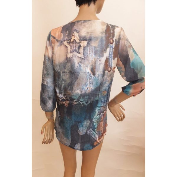9268MB3 Bluse Missy blau-braun-beige Gr  38 u 40