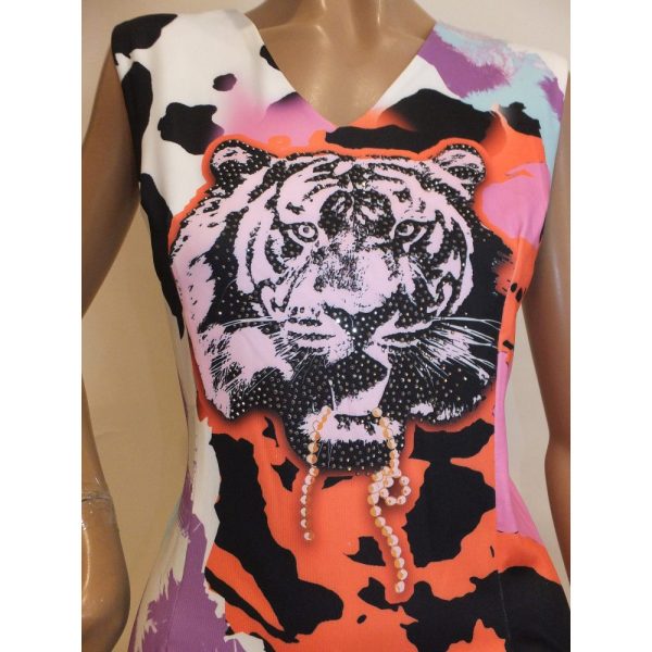 9279MK3 Missy Kleid Tiger pink-orange Gr 38 u 42