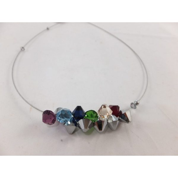 8159PH0 Halskette klein silber-bunt mit hochwertigen Glaskristallen