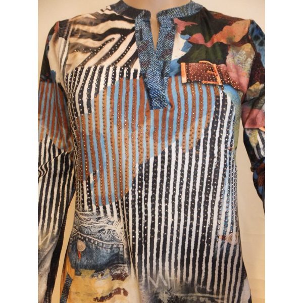 9333MK3 Missy Kleid braun-bunt Gr 40 u 42