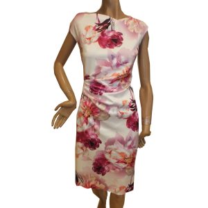 9367SK4 Swing Etui-Kleid Blumen weiß-pink Gr 38, 40 u 42
