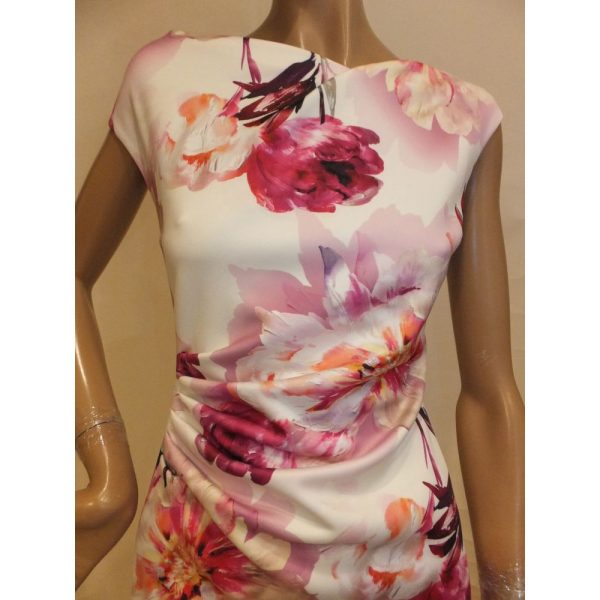 9367SK4 Swing Etui-Kleid Blumen weiß-pink Gr 38, 40 u 42