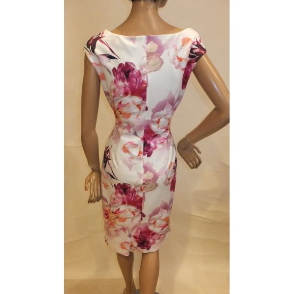 9367SK4 Swing Etui-Kleid Blumen weiß-pink Gr 38, 40 u 42