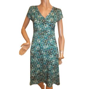 9418LK4 Lalamour Kleid grün-blau Gr 34,38 u 40