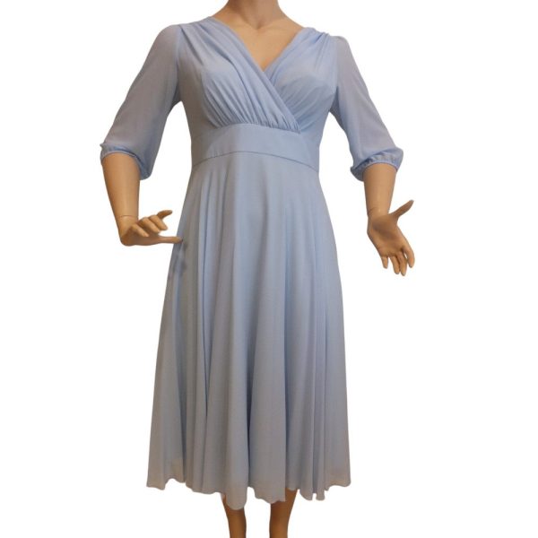 9515DK4 Langarm-Kleid hellblau Gr 46