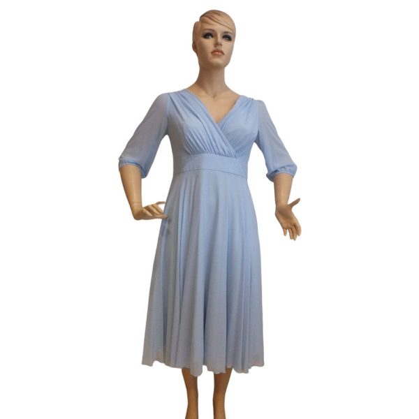 9515DK4 Langarm-Kleid hellblau Gr 46