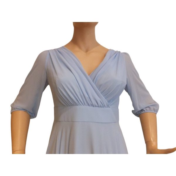 9515DK4 Langarm-Kleid hellblau Gr 46