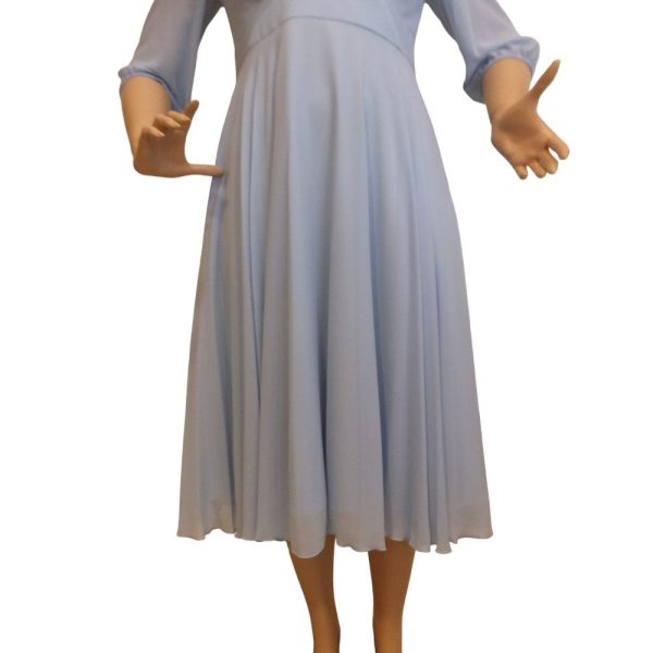 9515DK4 Langarm-Kleid hellblau Gr 46