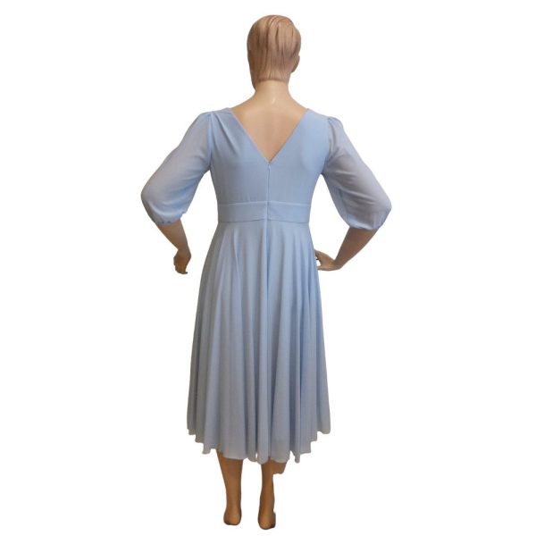 9515DK4 Langarm-Kleid hellblau Gr 46