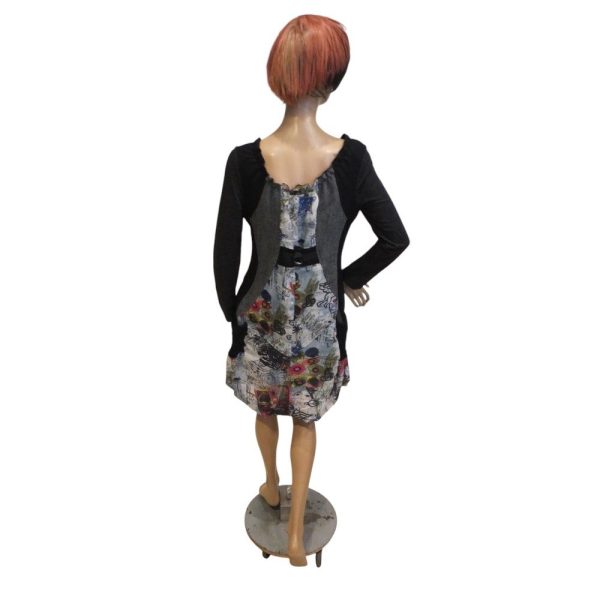9738BK4 Kleid grau-bunt Gr 38