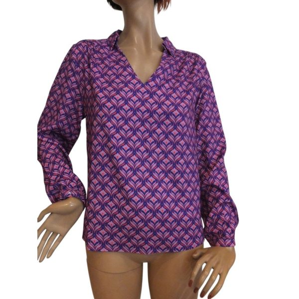 9834LT5 Lalamour Shirt blau-orange Gr 40 u 42