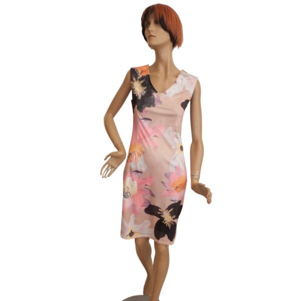 9882MK5 Missy Kleid rose-schwarz Gr 40 u 42