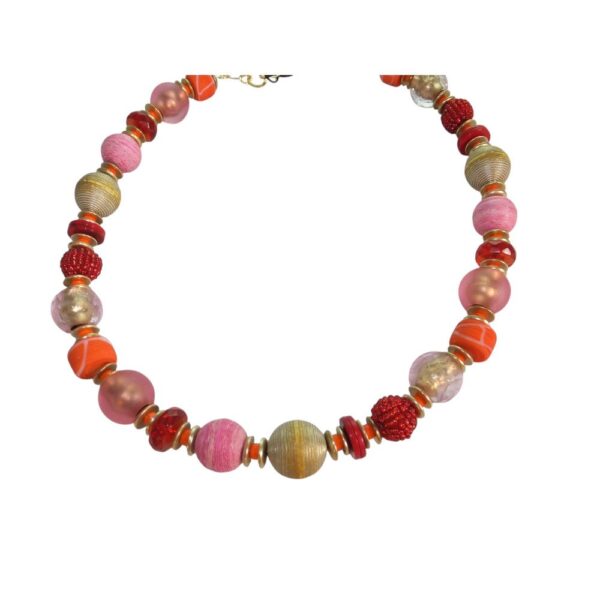 9888LH5 Langani Halskette rot-orange-rose