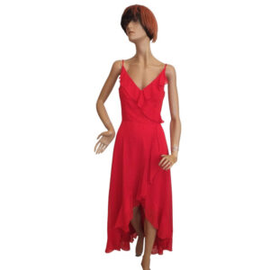 9890SK5 Swing Kleid Vokuhila Rot Gr 38-40