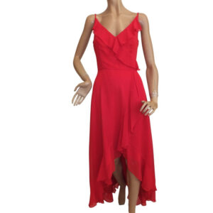 9890SK5 Swing Kleid Vokuhila Rot Gr 38-40