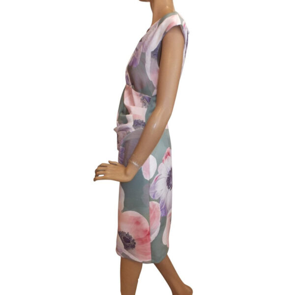 9893SK5 Swing Etui Kleid grün-rose Gr 38 u 40