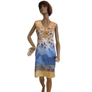 9912MK5 Missy Kleid blau-gelb Gr 36, 38, 40 u 42