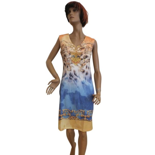 9912MK5 Missy Kleid blau-gelb Gr 36, 38, 40 u 42