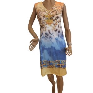 9912MK5 Missy Kleid blau-gelb Gr 36, 38, 40 u 42