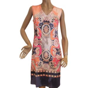 9911MK5 Missy Kleid orange-rot Gr 36, 38, u 42