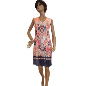 9911MK5 Missy Kleid orange-rot Gr 36, 38, u 42