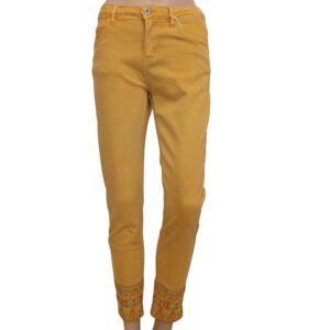 9905OH5 Jeanshose gelb mit Verzierung Gr 36, 38, 40, 42 u 44
