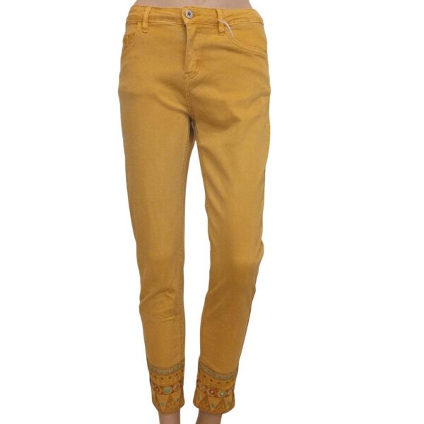 9905OH5 Jeanshose gelb mit Verzierung Gr 36, 38, 40, 42 u 44