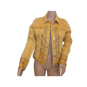 9904OJ5 Jeansjacke gelb mit Verzierung Gr 36, 38, 40 u 42