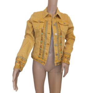 9904OJ5 Jeansjacke gelb mit Verzierung Gr 36, 38, 40 u 42