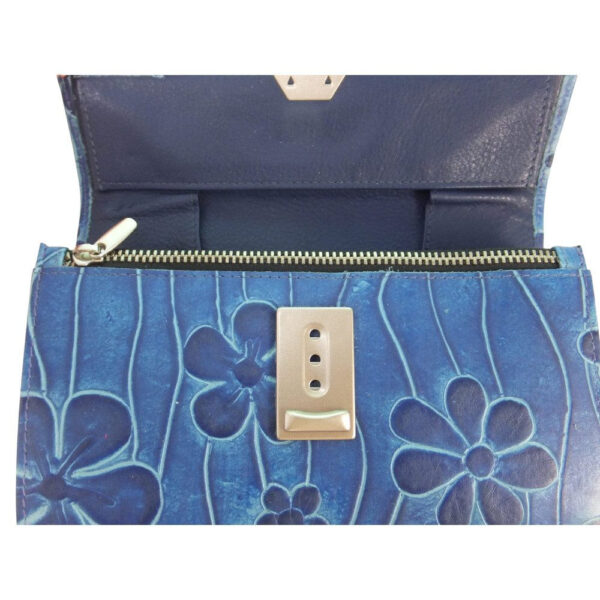 9936DG5A  große déqua G9 Unikat Geldbörse Blume blau
