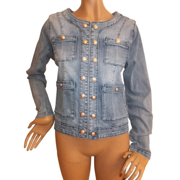9906OJ5 Jeansjacke ohne Kragen Gr 36, 38, 40, 42 u 44