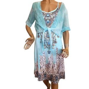 9942MK5 Missy Kleid 2teilig türkis Gr 36, 38, 40 u 42