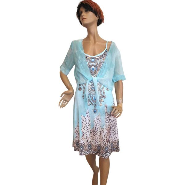 9942MK5 Missy Kleid 2teilig türkis Gr 36, 38, 40 u 42