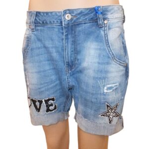 9943CH5 kurze Jeansshorts mit Verzierung Gr 38 u 42