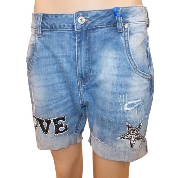 9943CH5 kurze Jeansshorts mit Verzierung Gr 38 u 42